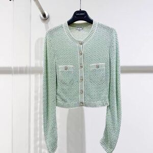 Authentic CHANEL Mint Green Cardigan Sweater